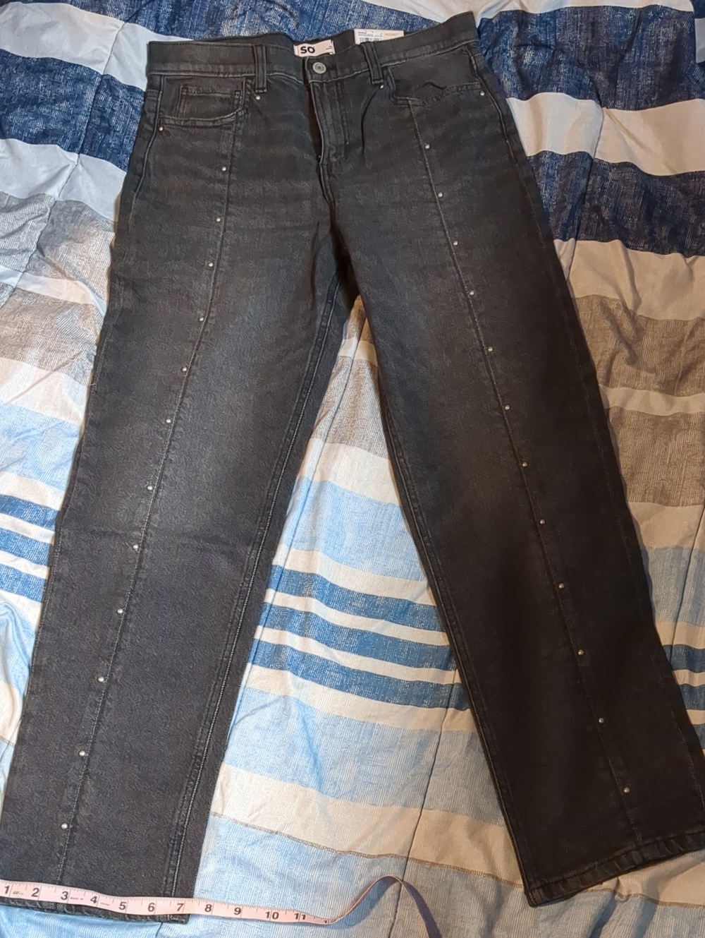 SO Girl's Black Straight Jeans with Stud Accents - Picture 16 of 16